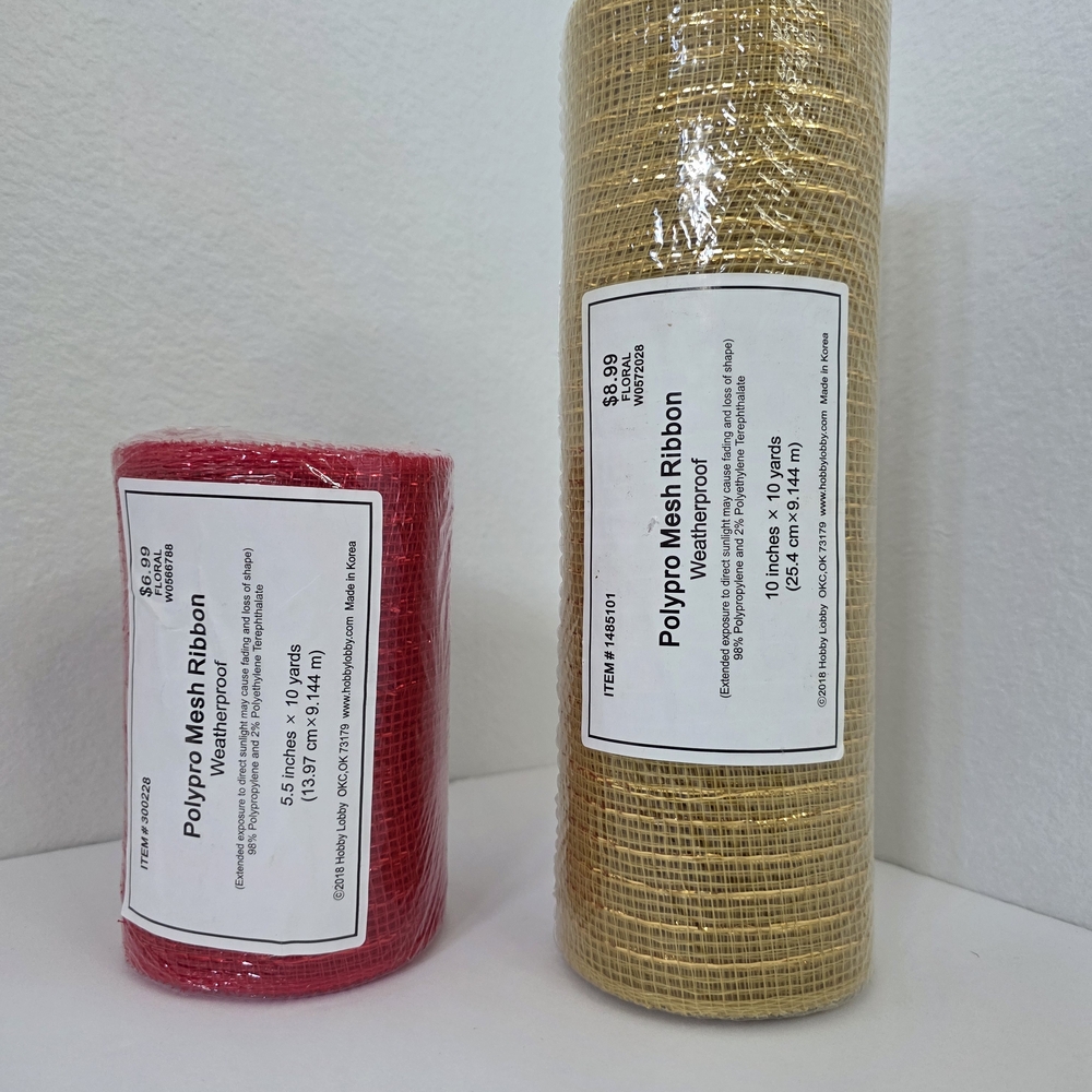 Polypro Mesh Ribbon Set - Red and Tan - Picture 2 of 15